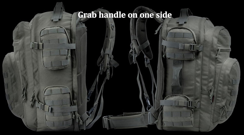 Large Tactical Backpack Bag with Stowable Shoulder Straps for Hiking, Camping, Traveling, Bug-Out 58L