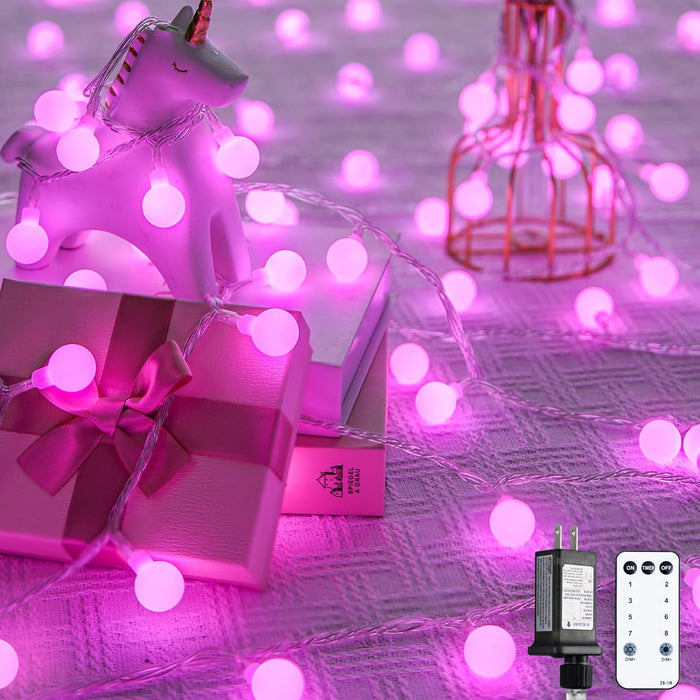 JMEXSUSS 100 LED Connectable Globe String Lights Indoor Bedroom, 33ft Warm White Christmas String Lights Plug in with Remote, 8 Modes Hanging Fairy Lights Outdoor for Room Classroom Dorm Party Decor