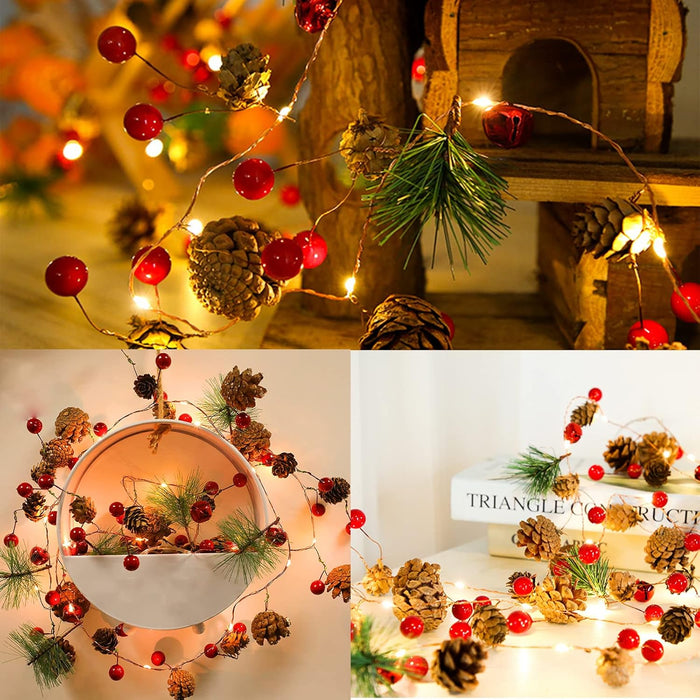 Christmas Garland with Lights,10 Ft 30 LED Christmas Light Decor,Garland Christmas Decorations with Lights,Home Interior, Fireplace, Stair Decoration