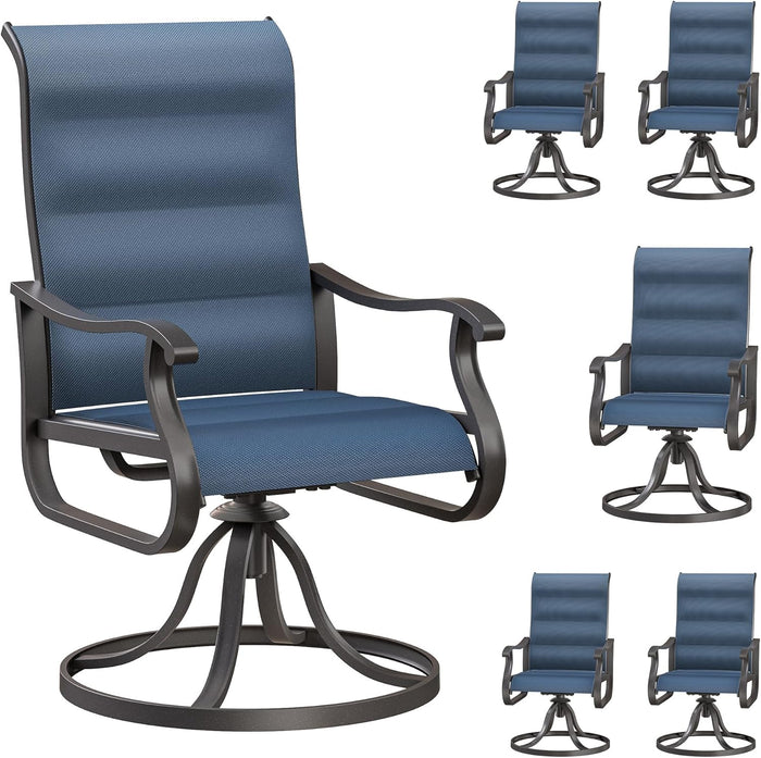 Patio Swivel Chairs Set of 2, Outdoor Dining Chairs with High Back, All-Weather Swivel Rocker Chair for Lawn, Porch or Garden (Brown)