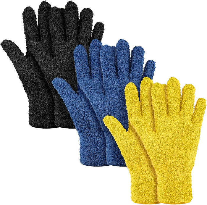 Patelai 3 Pairs Microfiber Plant Dusting Gloves Leaf Cleaning Gloves for Indoor Plants, Blinds, Furniture, House(Small,Black)