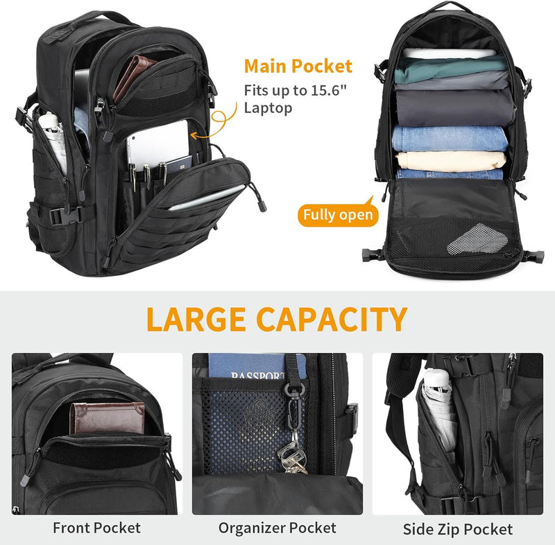 CamGo Tactical Backpack 28L MOLLE Hiking Daypack Small Miltary Bug Out Bag Army Rucksack for Outdoor Sport Motorcycle Travel