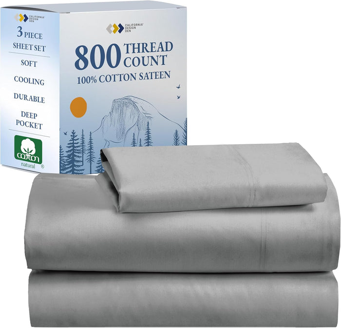 California Design Den Split King Sheet Set - Luxury 800 Thread Count, 100% Cotton Sateen, Bedding Set with Deep Pockets, Cooling & Softer Than Egyptian Cotton Sheets (Beige)