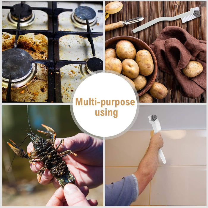 5 Piece Cleaning Dish Scrub Brush Kitchen Sink Bathroom Brushes, Household Pot Pan Dishwasher Edge Corners Grout Deep Cleaning Brush with Stiff Bristles (White and Black)