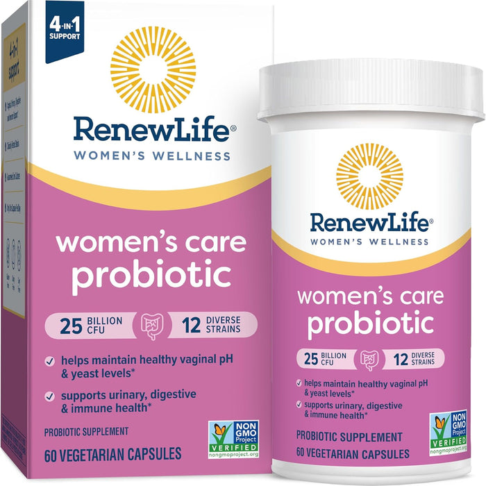 Renew Life Women's Probiotic Capsules, Supports pH Balance for Women, Vaginal, Urinary, Digestive and Immune Health, L. Rhamnosus GG, Dairy, Soy and Gluten-Free, 25 Billion CFU - 30 Ct