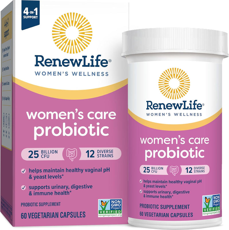 Renew Life Women's Probiotic Capsules, Supports pH Balance for Women, Vaginal, Urinary, Digestive and Immune Health, L. Rhamnosus GG, Dairy, Soy and Gluten-Free, 25 Billion CFU - 30 Ct