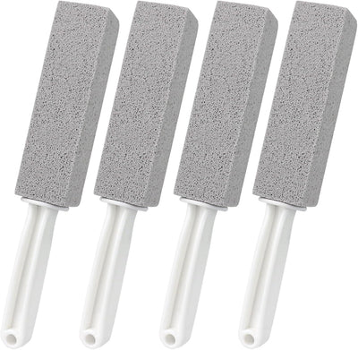 4 Pack Pumice Cleaning Stone with Handle, Toilet Bowl Cleaner Toilet Brush with Non-Slip Long Plastic Handle for Kitchen/Bath/Pool/Household Cleaning