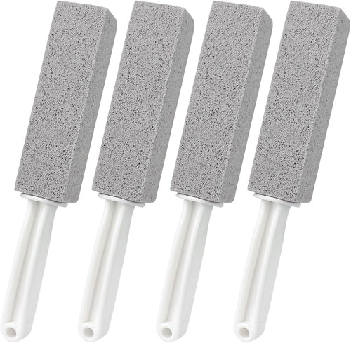 4 Pack Pumice Cleaning Stone with Handle, Toilet Bowl Cleaner Toilet Brush with Non-Slip Long Plastic Handle for Kitchen/Bath/Pool/Household Cleaning