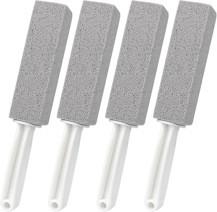 4 Pack Pumice Cleaning Stone with Handle, Toilet Bowl Cleaner Toilet Brush with Non-Slip Long Plastic Handle for Kitchen/Bath/Pool/Household Cleaning