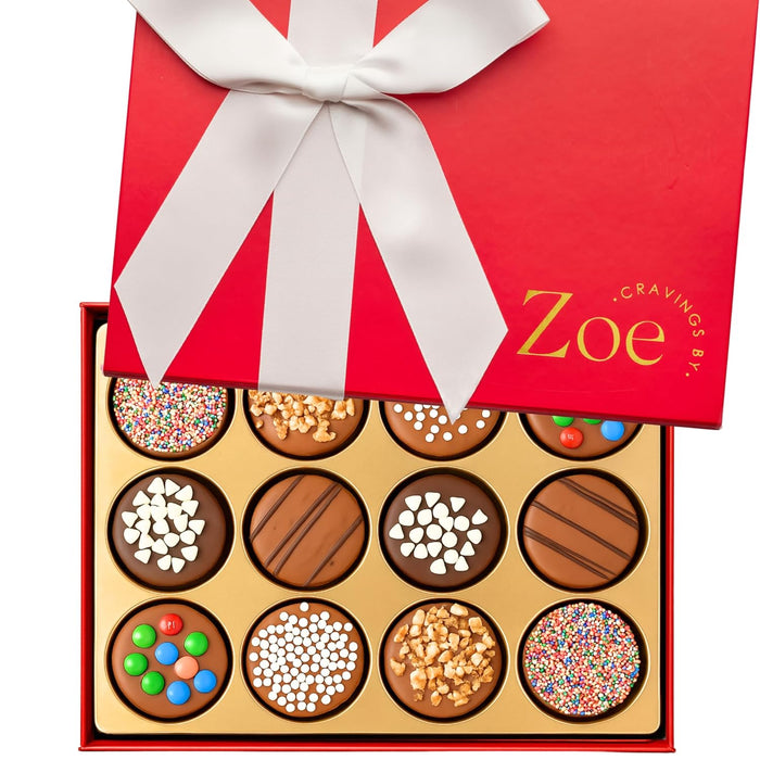 CRAVINGS BY ZOE Gourmet Chocolate Covered Cookies Gift Basket | 6 Count | Kosher Milk & Dark Belgian Chocolate Gourmet Food Gift Box | Birthday, Thank You, Candy Gifting Men Women Him Her Mom