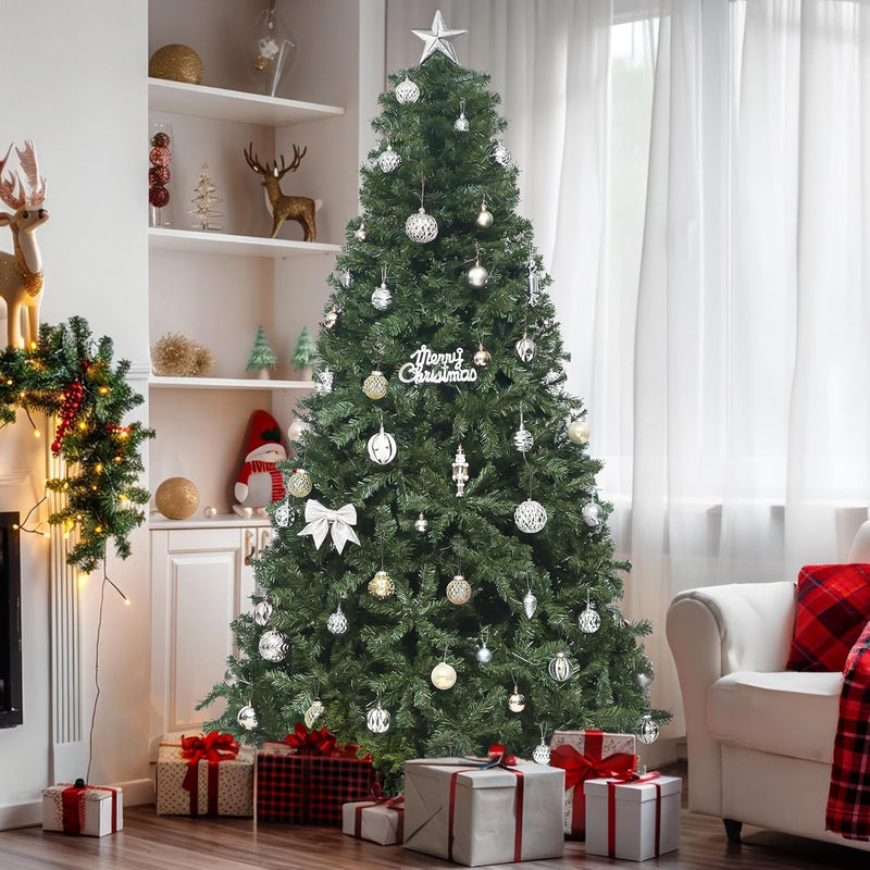 YITAHOME Snow Flocked Artificial Full Christmas Tree, Christmas Pine Tree with 880 Branch Tips, and Foldable Base for Home, Party Decoration(6ft)