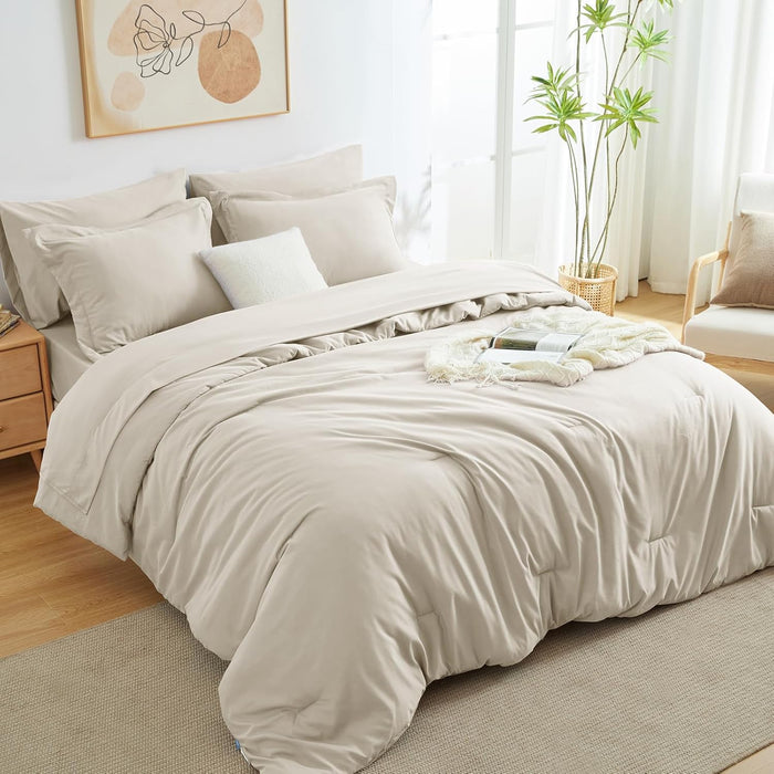 Navy Queen Comforter Set, 7 Pieces Bed in a Bag Queen Lightweight Bedding Set, All Season Soft 7PC Bed Set with Comforter, Flat Sheet, Fitted Sheet, Pillowcases & Pillow Shams