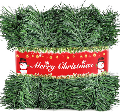 Christmas Garland Christmas Decorations, Green Christmas tree garland for Indoor Outdoor Decor, DIY Artificial Garland Holiday Decorations for Stairs Railing, Fireplace, Window, Front door (5M/16.4FT)
