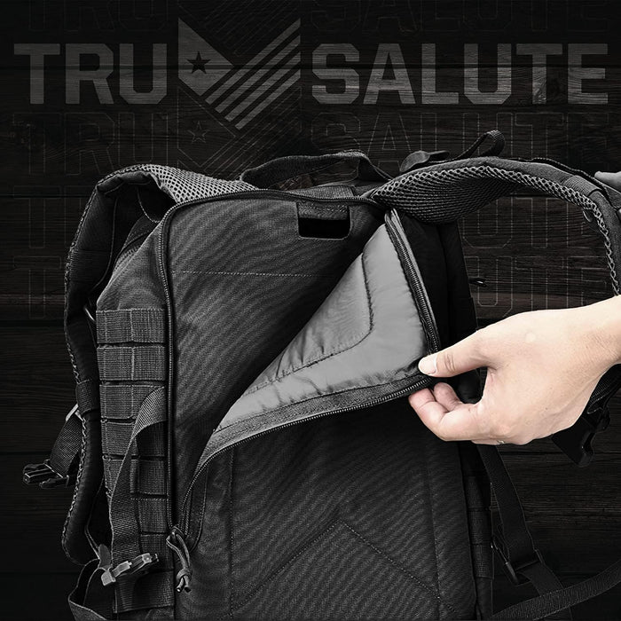 Tru Salute 45L Military Black Tactical Backpack Large Army 3 Day Pack Molle Bug out Bag Rucksack Backpack Military Black