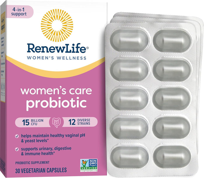 Renew Life Women's Probiotic Capsules, Supports pH Balance for Women, Vaginal, Urinary, Digestive and Immune Health, L. Rhamnosus GG, Dairy, Soy and Gluten-Free, 25 Billion CFU - 30 Ct