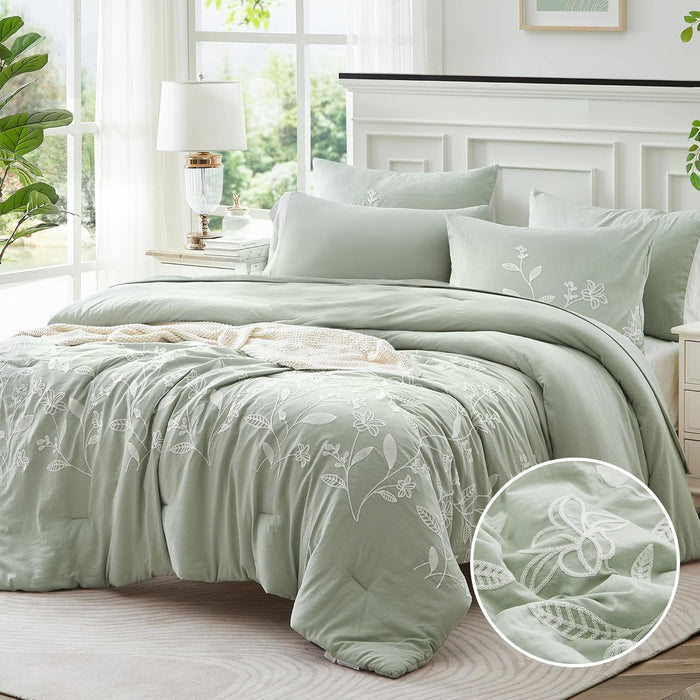 MaiRêve Embroidery Queen Size Comforter Set Black, Boho Farmhouse Western Bedding Set 7 Pieces, All Season Bed in A Bag Comforter Set with Sheets, Pillowcases & Shams