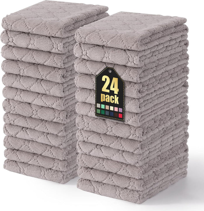Homaxy 12 Pack Kitchen Dish Cloths (10 x 10 Inches, Grey), Super Soft and Absorbent Coral Velvet Dish Towels, Nonstick Oil Fast Drying Microfiber Cleaning Cloth, No Lint Household Dishcloths