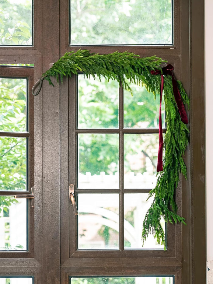 72" Norfolk Pine Garland Real Touch Christmas Garland Faux Cedar Garland Christmas Greenery for Mantle Stairs Table Fireplace Wall Xmas Indoor Outdoor Christmas Decor Holiday Decorations