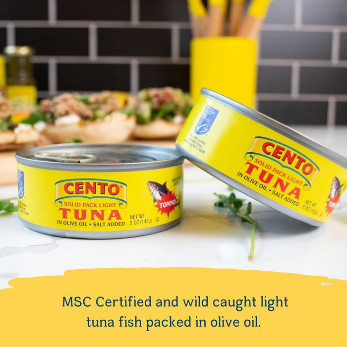 Cento Solid Packed Tuna in Olive Oil, 5 Ounce (Pack of 12)
