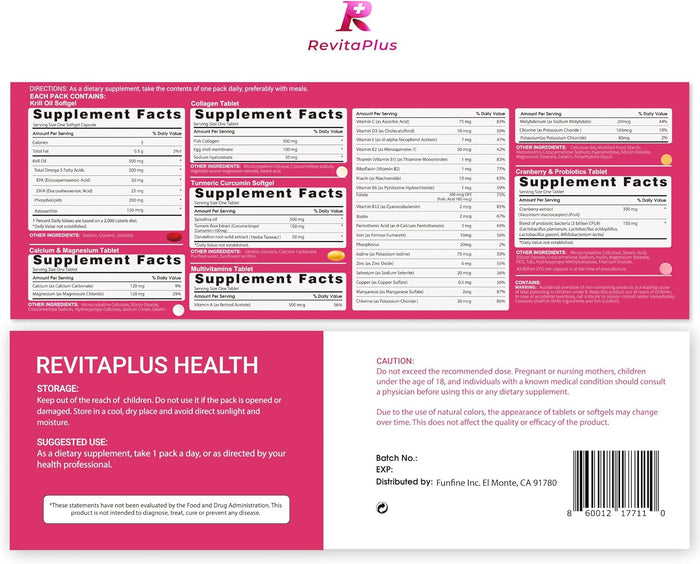 Multivitamin for Women with Vitamin A,B,C,D3,E,K2,Biotin, Collagen,Krill Oil,Cranberries Supports Energy,Wellness,Beauty and Immune - Vitamin Packs for Women Health 30 Packs