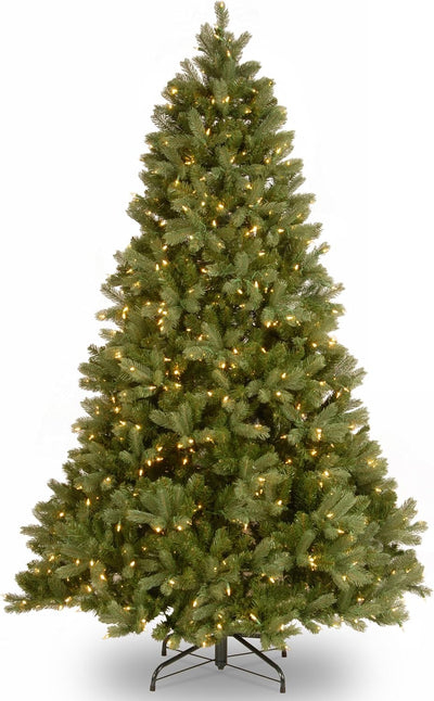 National Tree Company Pre-Lit 'Feel Real' Artificial Full Downswept Christmas Tree, Green, Douglas Fir, Dual Color LED Lights, Includes PowerConnect and Stand, 6.5 Feet