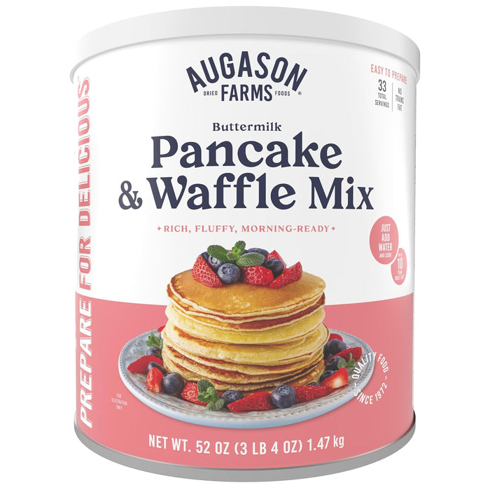 Augason Farms Buttermilk Pancake & Waffle Mix Resealable Pouch, Emergency Food Supply, Everyday Meals, 10 Servings