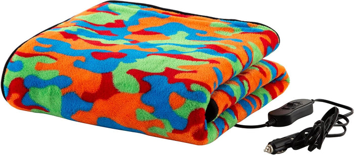 Stalwart Heated Car Blanket – 12-Volt Electric Blanket for Car, Truck, SUV, or RV – Portable Heated Throw, Camping Essentials (Tan)