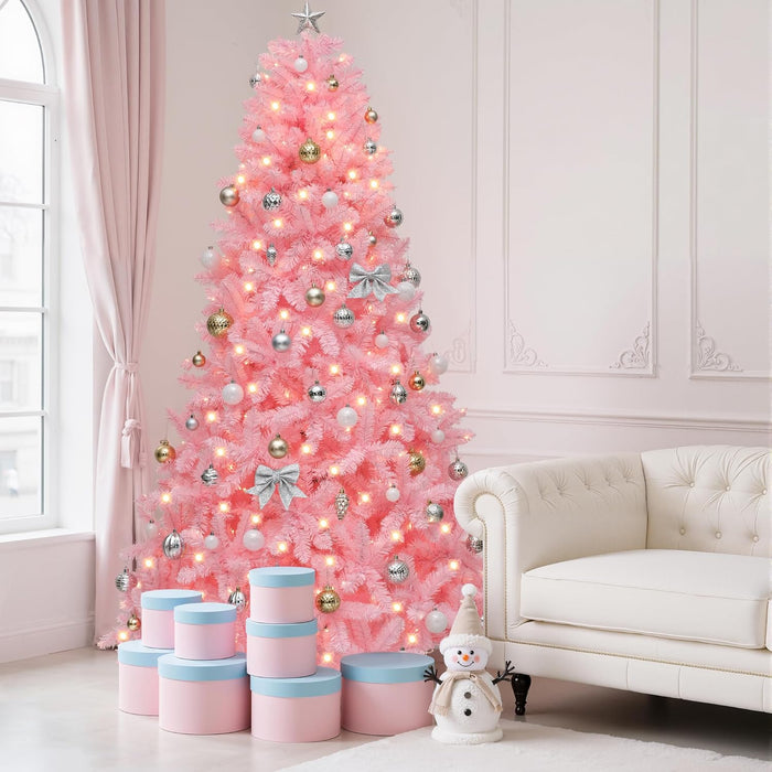 YITAHOME 7.5FT Prelit Slim Fraser Grande Christmas Tree with Remote Control, Artificial Hinged Drooping Pencil Prelit Holiday Christmas Tree w/ 2199 Mixed PE & PVC Tips, 400 Lights & 11 Light Modes
