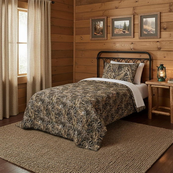 Northwest Realtree 5-Piece Full Size Bed in a Bag Set, 1 Comforter, 1 Fitted Sheet, 1 Flat Sheet, 2 Pillowcases, All Seasons Bedding, APX Camo