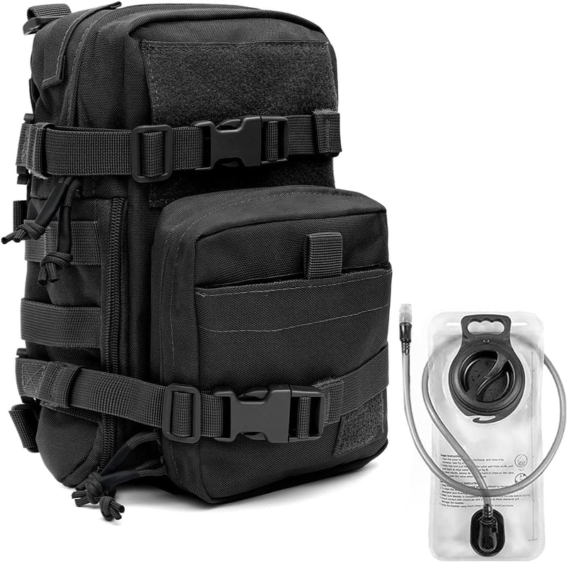 GZ XINXING Tactical Hydration Backpack, Outdoor Water Backpack Carrier Pack for Vest Backpack, Holds 1.5L Water Bladder, Mini MOLLE Tactical Backpack for Hiking, Biking, Running, Climbing