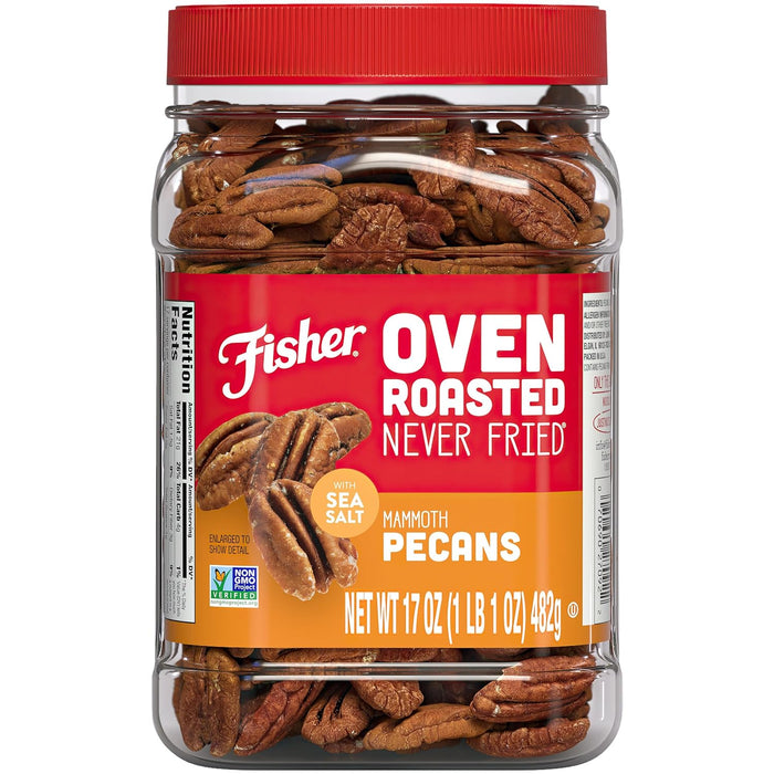 Fisher Oven Roasted Never Fried Mixed Nuts with Peanuts, 24 Ounces (Pack of 1), Peanuts, Almonds, Cashews, Pistachios, Pecans, Trail Mix, Healthy Snacks for Adults, Made With Sea Salt, No Added Oils