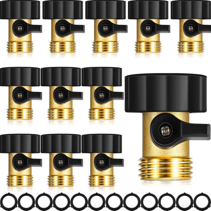 Tudomro 4 Pack Garden Hose Shut Off Valve Durable Heavy 3/4 Brass Shut Off Valve for Garden Hose with Extra Pressure Washer Water for Household Cleaning