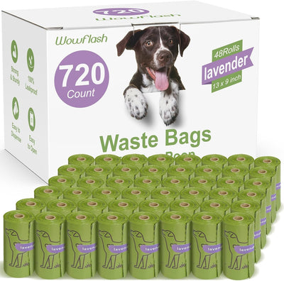 720 Count Lavender Scented 13” x 9”Dog Poop Bags Rolls, Leakproof Strong & Sturdy Waste Bags for Doggie Cat Pet
