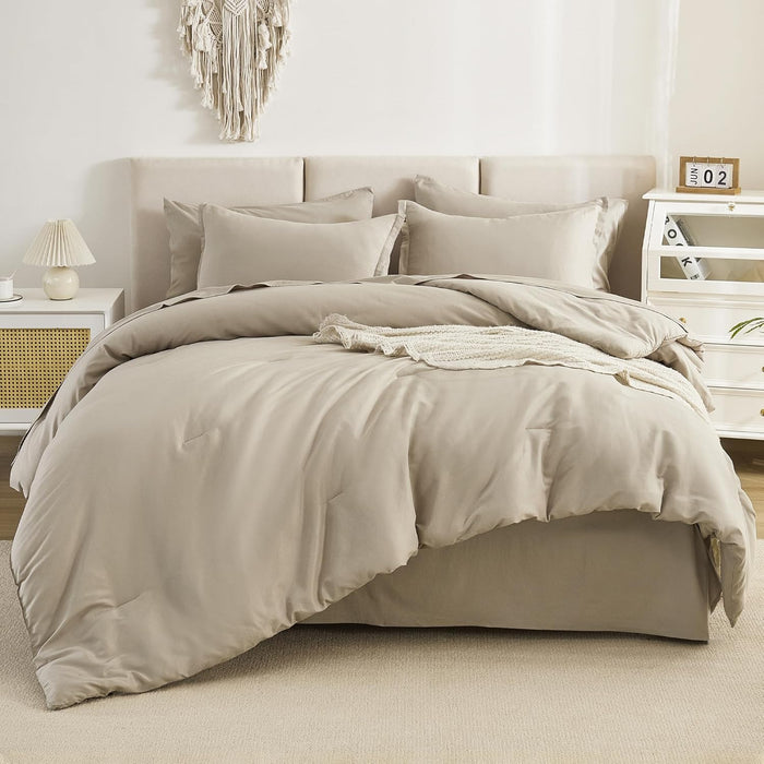 Litanika Queen Comforter Set Dark Emerald Green - 7 Pieces Bed in a Bag Queen Bedding Comforter Sets, Solid Lightweight Bed Set with Comforter, Sheets, Pillowcases & Shams