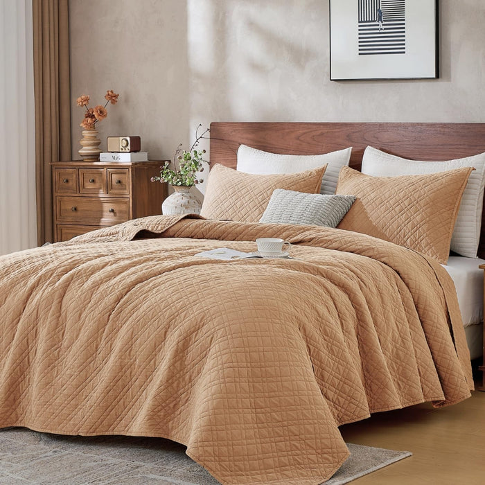 DOWN HOME Queen Quilt Bedding Set with Shams, Lightweight Bedspread Coverlet Thin Comforter Bed Cover Soft Quilted Blanket for All Season, Brushed Microfiber Diamond Stitching, Ash Gray, 88"x92"