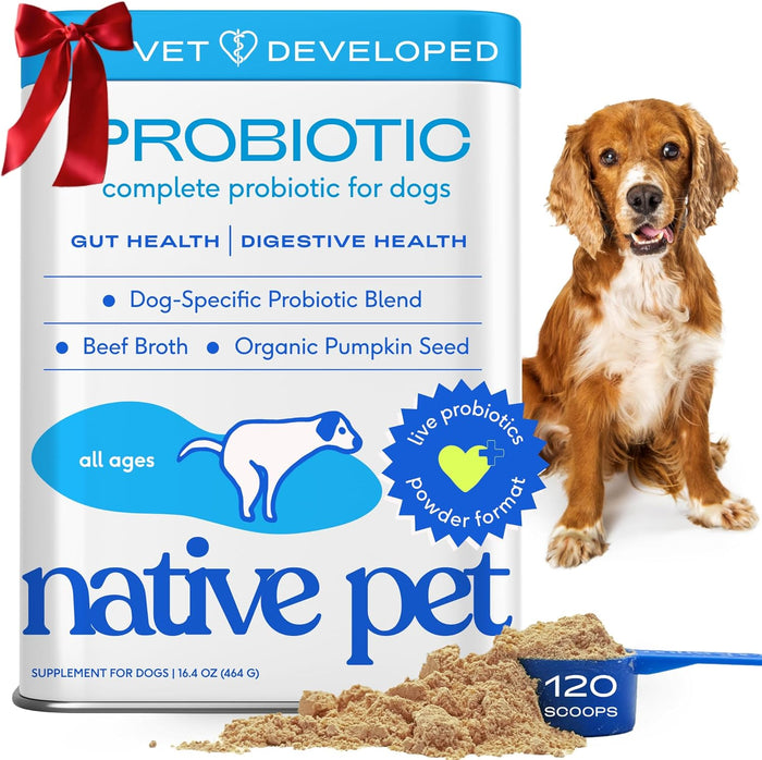 Native Pet Probiotics for Dogs - Dog Probiotics Powder for Digestive Health, Gut Support, & Immune Boost – Vet-Formulated Powder for Maximum Potency with Digestive Enzymes & Prebiotics - 30 Scoops