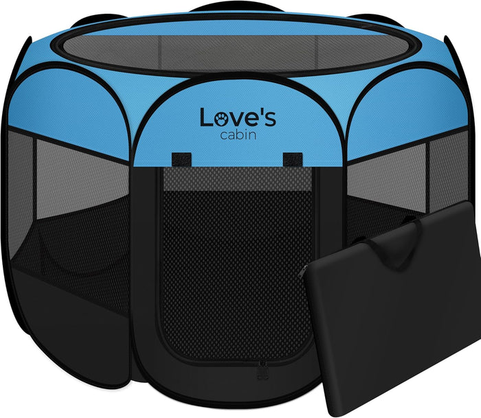 Love's cabin Pet Puppy Dog Playpen, Small Dog Tent Crates Cage Indoor/Outdoor, Portable Playpen for Cat, Foldable Pop Up Dog Kennel Playpen with Carring Case, Removable Zipper Top, Dark Grey