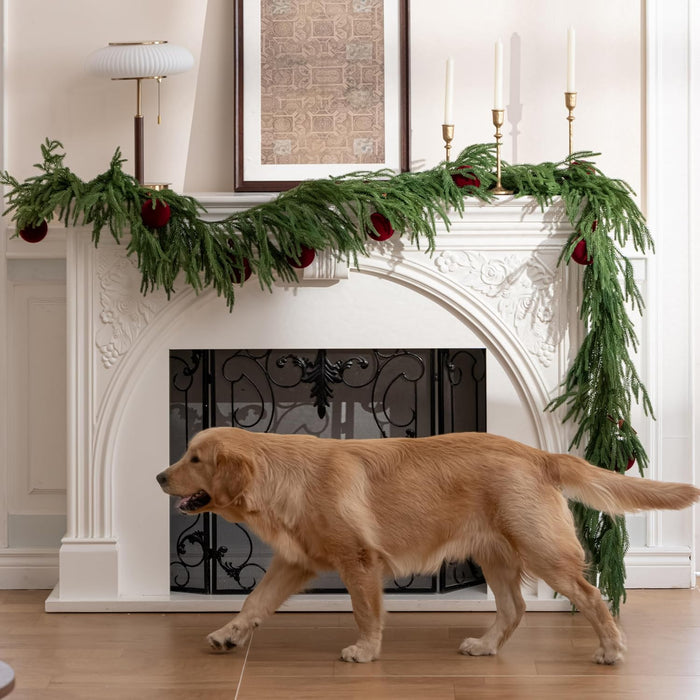 Deluxe Christmas Garland – Real Touch Norfolk Pine Garland for Mantel, Staircase, Arches, and Holiday Decor, Artificial Greenery (Norfolk Pine Garland, 6Feet)
