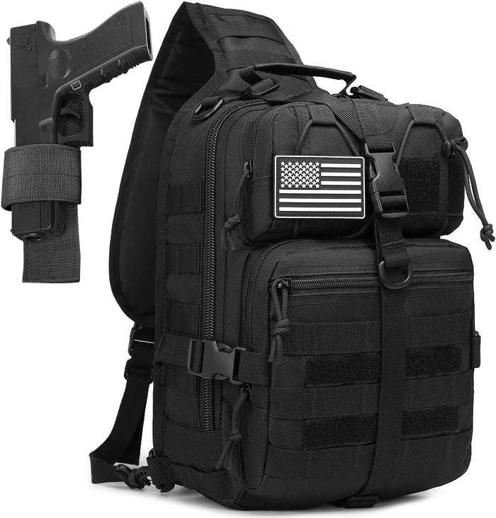 ATBP Tactical Crossbody Backpack Large Sling Pack With Holster Shoulder Bag For Men Outdoors Hiking Camping Gym