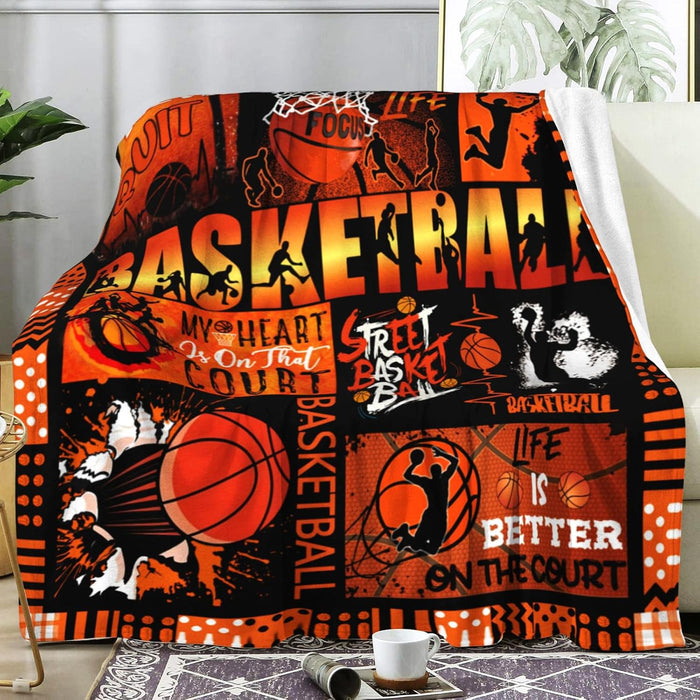 Basketball Blanket for Girls Boys Team,Warm Sport Ball Throw Blankets Bed Bedding Sofa Basketball Gifts for Adults Women Men Sport Lovers 50"X40"
