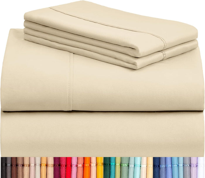 LuxClub 4 PC California King Sheet Set, Breathable Luxury Bed Sheets, Deep Pockets Wrinkle Free Cooling Sheets Machine Washable Hotel Bedding Silky Soft - Lavender Cal King