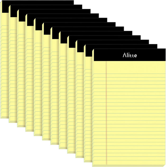 Legal Notepads 5x8, Pack of 12 - Perforated Narrow Ruled Writing Pad - Premium Thick Paper, No Ink Bleeding - Blank Legal Pads For Home, Office, School, Business - 50 Sheets Per Notebook