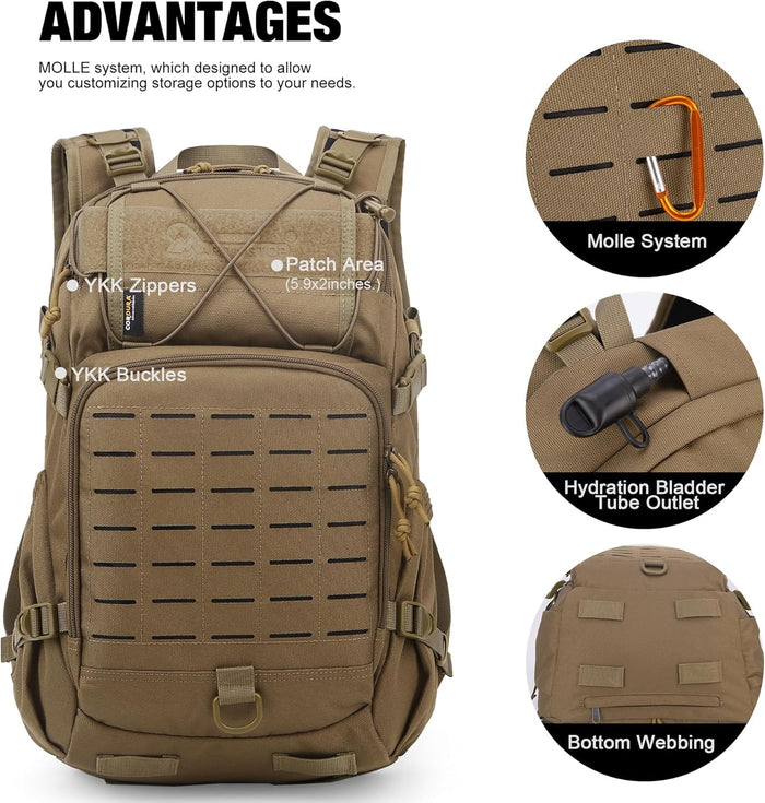 Mardingtop Tactical Military Backpack for Men,25L Molle Backpack, Cordura Backpack for Hiking,Camping