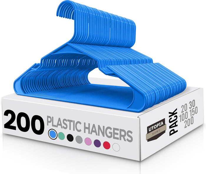 Utopia Home - Plastic Hangers 50 Pack - Space Saving Clothes Hanger - Durable and Strong Closet Organizers and Storage Makes It Ideal Apartment or Dorm Room Essentials for Girls or Guys (White)