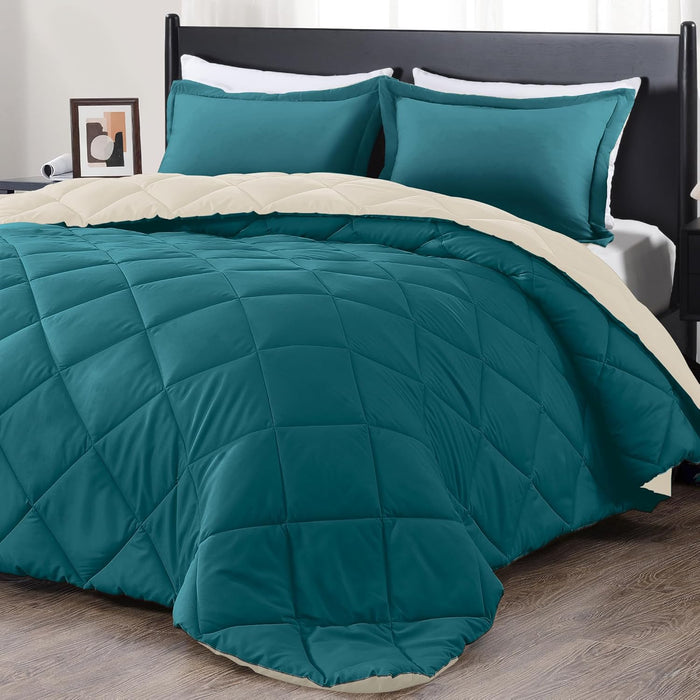 downluxe Twin Comforter Set - Blue and Sapphire Twin Comforter, Soft Bedding Sets for All Seasons -2 Pieces - 1 Comforter (66"x92") and 1 Pillow Sham(20"x26")
