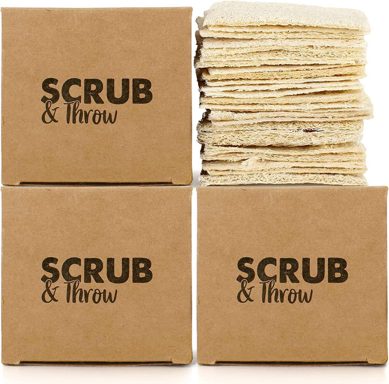 Scrub & Throw Natural Loofah Sponges, Multipurpose Dish Cleaning Tools (Pack of 180) for Kitchen, Bathroom, and Household Use - Non-Scratch