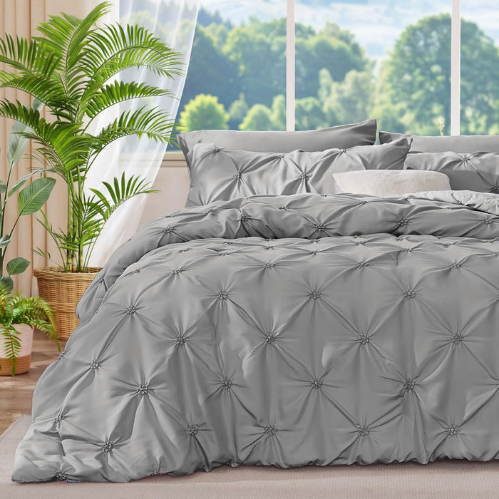 BEDELITE Pink Comforter Set Queen - 3 Pieces Boho Pintuck Bedding Comforter Sets, Lightweight Soft & Warm Bed Comforter Queen with 2 Pillowcases for All Season