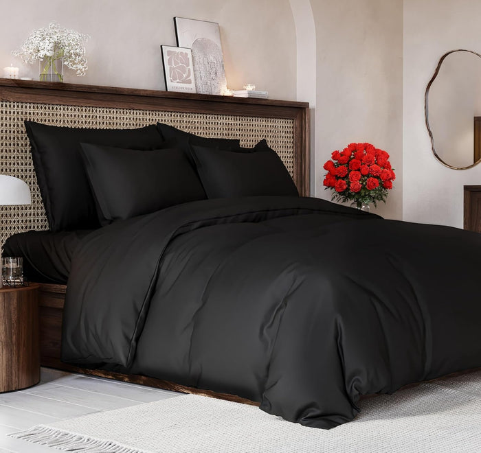 Duvet Cover King Size Set - Extra Soft King Size Duvet Cover 104 x 90 with 2 Pillow Shams - Hotel Luxury, Easy Care and Fade Free with Zipper Closures & Ties - Comfy, Breathable Bedding Set (White)