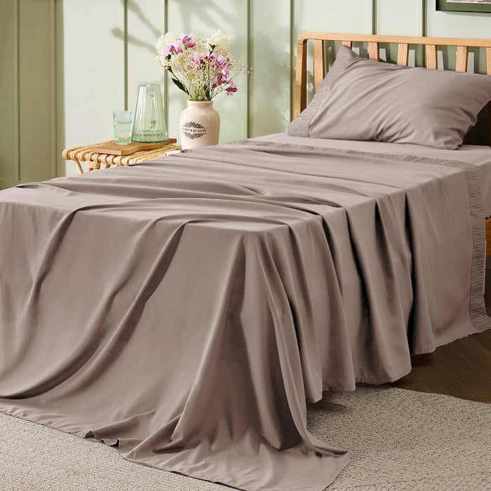Bedsure Queen Sheet Set - 4 Pieces Soft Queen Size Sheets - Breathable & Cooling - Hotel Luxury - Easy Care Polyester Microfiber Bedding for Women, Men, Dark Grey