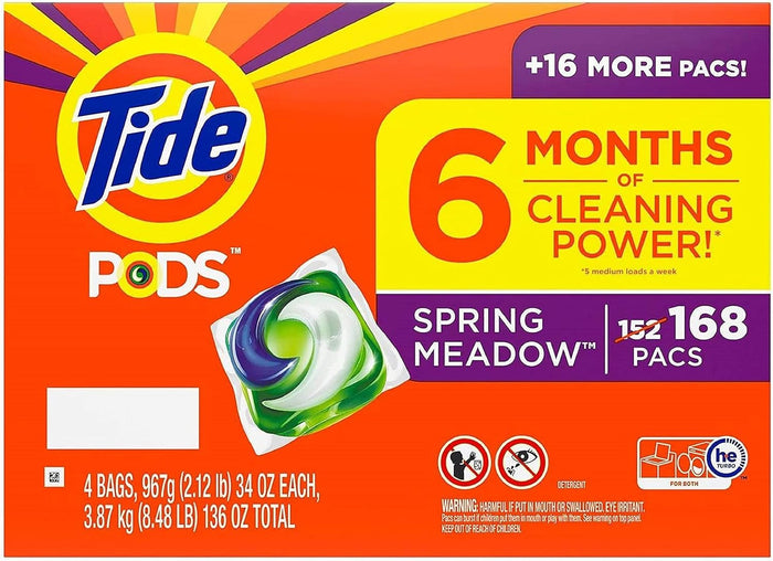 Tide PODS Liquid Laundry Detergent Soap Pacs, HE Compatible, Powerful 3-in-1 Clean in one Step, Built in Stain Removers, Spring Meadow Scent, 76 Count